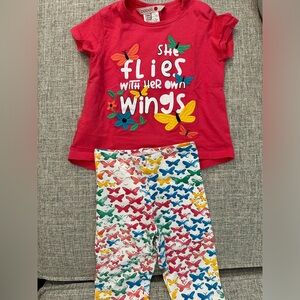 18M Boboli boutique brand embroidered butterfly tee and Capri set
